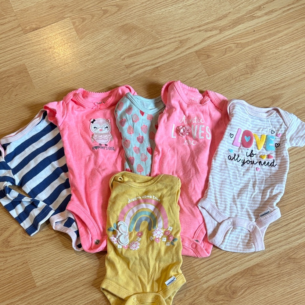 Girls' Mix & Match One-Piece Bodysuit Set - Pink, Yellow, Blue, White